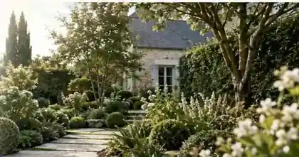 Jardin paysager élégant réalisé par Les Jardins d’Hellébores